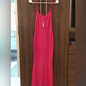 long hot pink dress can be used as sleepwear